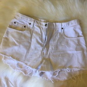 White High Waisted Denim Shorts